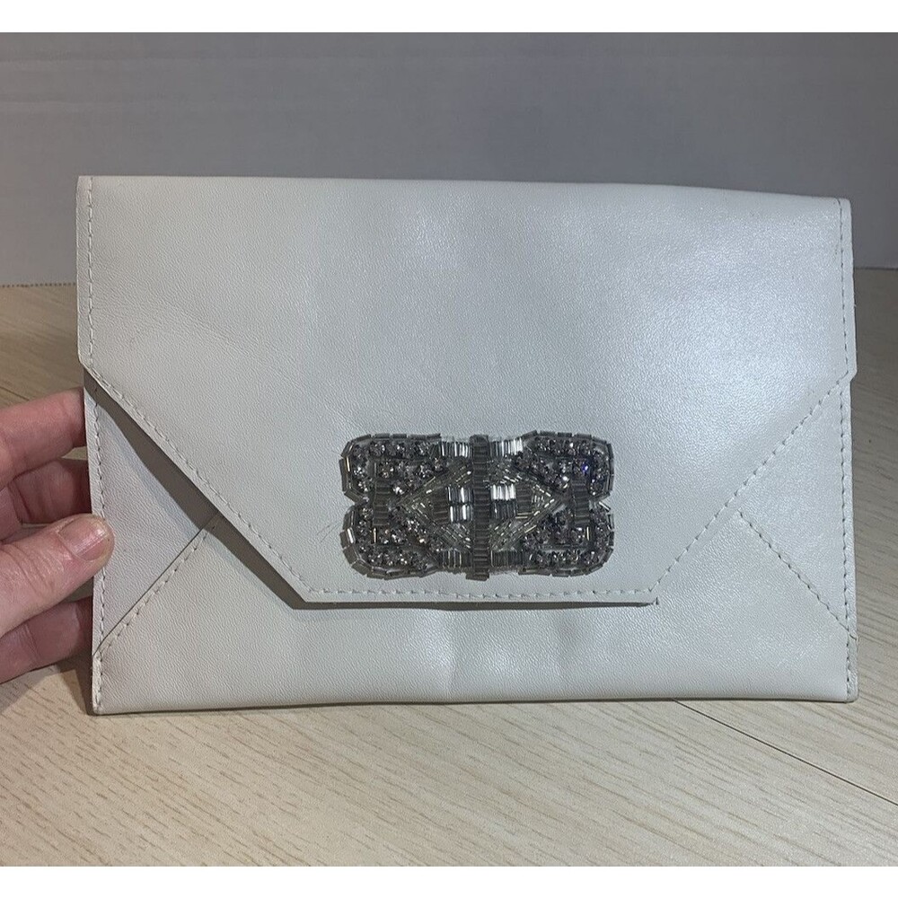 Davie & Chiyo Ivory Rhinestone  Beaded Formal Wedding Bridal Clutch Purse